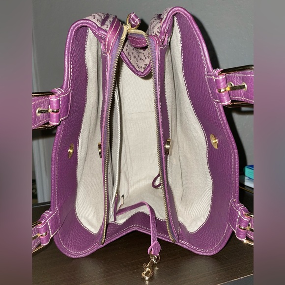 DOONEY AND BOURKE SIGNATURE PURPLE HANDBAG PURSE WALLET KEYRING SET RARE HTF - Picture 5 of 16